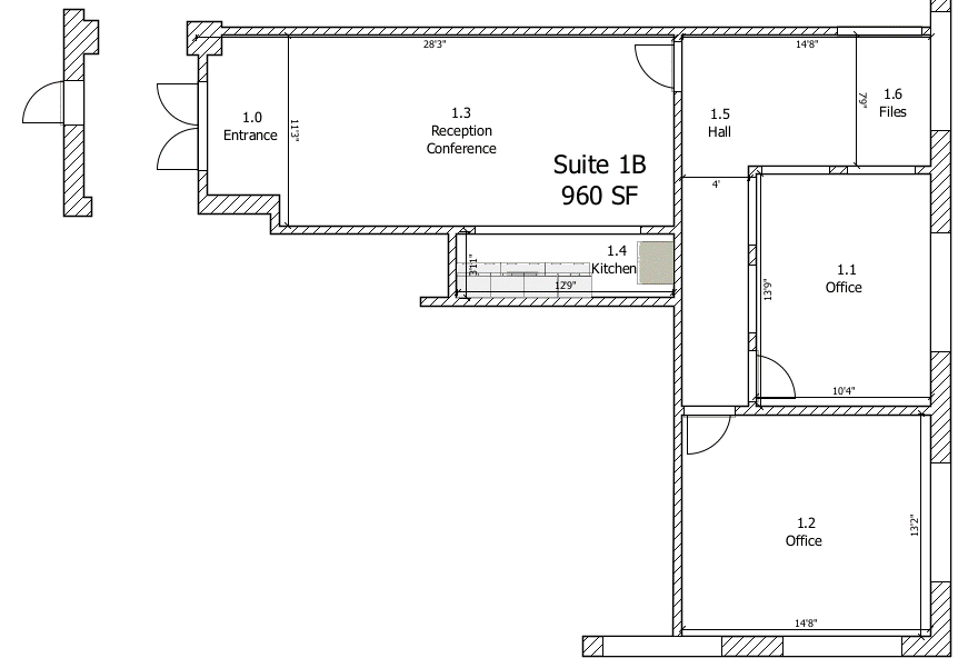 Office Floorplan for Suite 1 available for lease